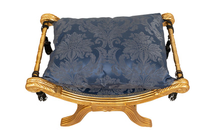 Biscottini Panchetta stile francese Luigi XVI in legno massello di faggio faldistorio XVI,