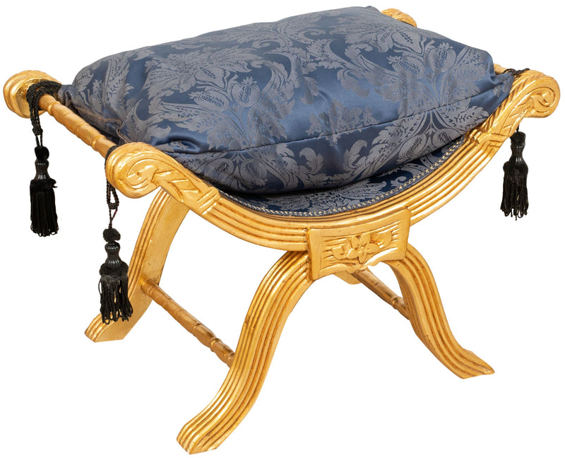 Biscottini Panchetta stile francese Luigi XVI in legno massello di faggio faldistorio XVI,