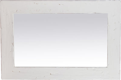 Biscottini Specchiera rettangolare a muro in legno massello di tiglio finitura bianca anticata L60xPR3xH90 cm Made in Italy