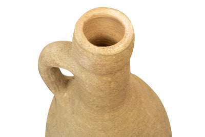 Biscottini Vecchia anfora giara con manici in terracotta e base portavasi in ferro