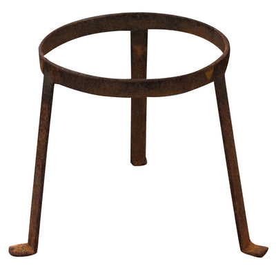 Biscottini Vecchia anfora giara con manici in terracotta e base portavasi in ferro