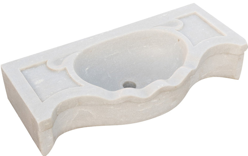 Biscottini Lavandino in marmo bianco L70xPR33xH17 cm Vasca realizzata completamente