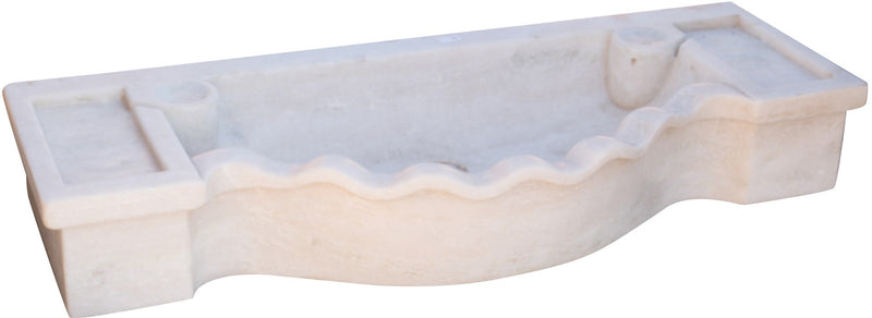 Biscottini Lavandino in marmo bianco L114xPR45xH18 cm Vasca realizzata completamente