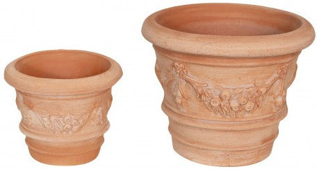 Biscottini Set 2 Vasi ceste ciotole in Terracotta 100% Made in Italy interamente Lavorata a Mano