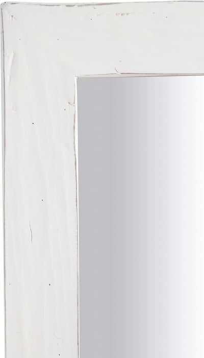 Biscottini Specchiera rettangolare a muro in legno massello di tiglio finitura bianca anticata L60xPR3xH180 cm Made in Italy