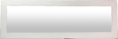 Biscottini Specchiera rettangolare a muro in legno massello di tiglio finitura bianca anticata L60xPR3xH180 cm Made in Italy