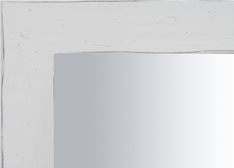 Biscottini Specchiera quadrata a muro in legno massello di tiglio finitura bianca anticata L80xPR3xH80 cm Made in Italy