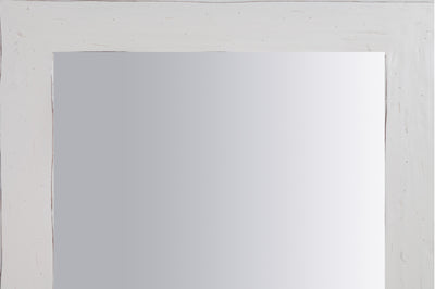 Biscottini Specchiera quadrata a muro in legno massello di tiglio finitura bianca anticata L80xPR3xH80 cm Made in Italy