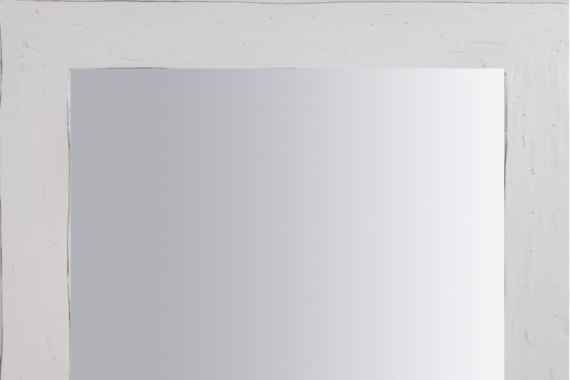 Biscottini Specchiera quadrata a muro in legno massello di tiglio finitura bianca anticata L80xPR3xH80 cm Made in Italy