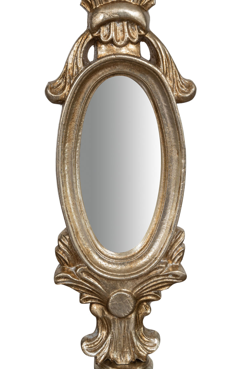 Biscottini SPECCHIERA DA APPOGGIO IN LEGNO FINITURA FOGLIA ARGENTO ANTICATO MADE IN ITALY