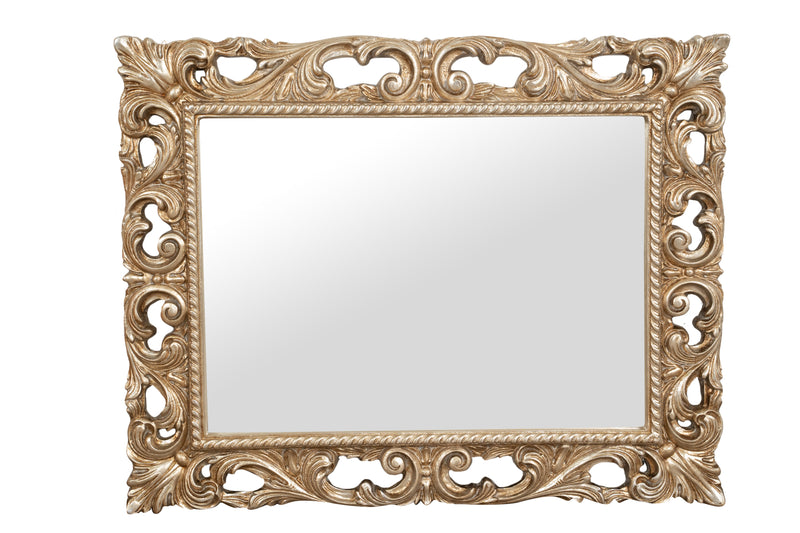 Biscottini SPECCHIERA DA PARETE IN LEGNO FINITURA FOGLIA ARGENTO ANTICATO MADE IN ITALY