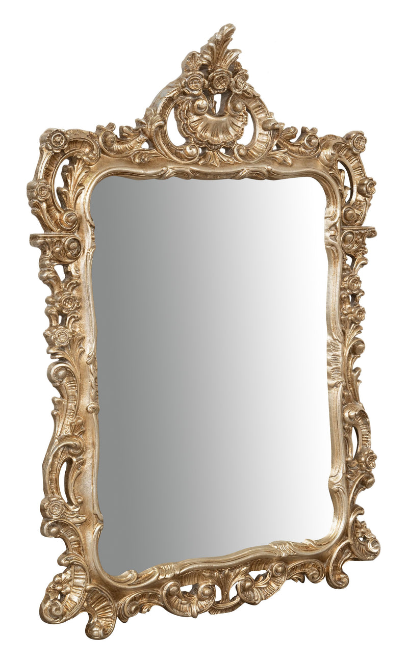 Biscottini SPECCHIERA DA PARETE IN LEGNO FINITURA FOGLIA ARGENTO ANTICO MADE IN ITALY