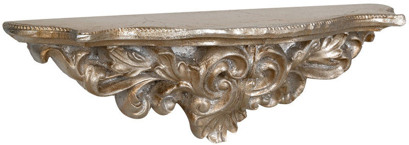 Biscottini Mensola in legno finitura foglia argento anticato Made in Italy L45xPR12,5xH14 cm