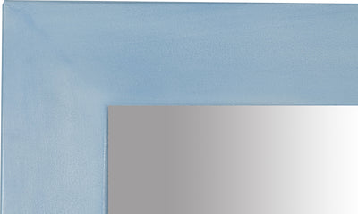 Biscottini Specchiera rettangolare a muro in legno massello di tiglio finitura azzurra L90xPR3xH120 cm Made in Italy