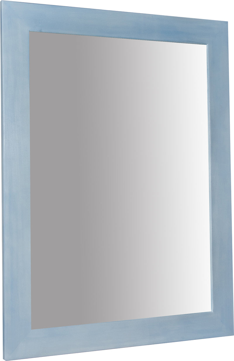 Biscottini Specchiera rettangolare a muro in legno massello di tiglio finitura azzurra L90xPR3xH120 cm Made in Italy