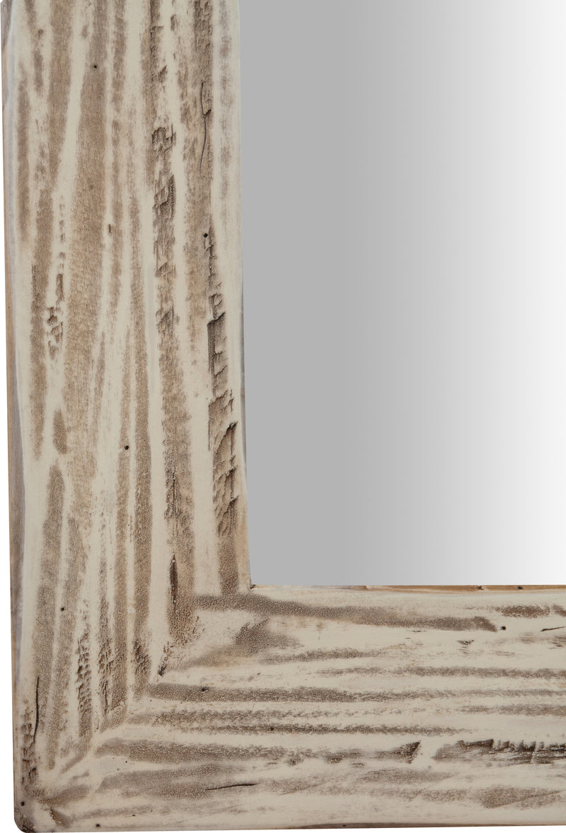 Biscottini Specchiera rettangolare a muro in legno massello di tiglio finitura crema anticata L90xPR3xH120 cm Made in Italy