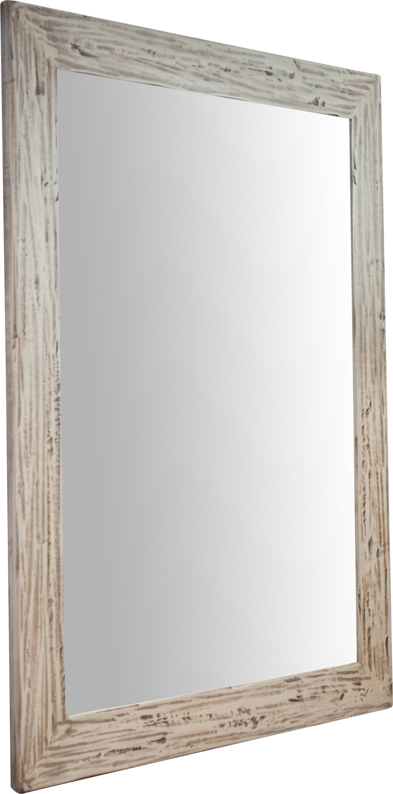 Biscottini Specchiera rettangolare a muro in legno massello di tiglio finitura crema anticata L90xPR3xH120 cm Made in Italy