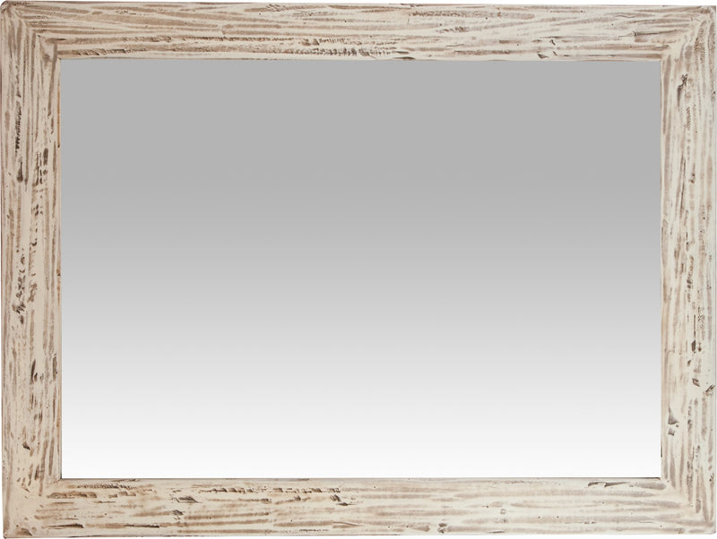 Biscottini Specchiera rettangolare a muro in legno massello di tiglio finitura crema anticata L90xPR3xH120 cm Made in Italy