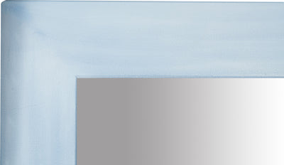 Biscottini Specchiera quadrata a muro in legno massello di tiglio finitura azzurra L100xPR3xH100 cm Made in Italy