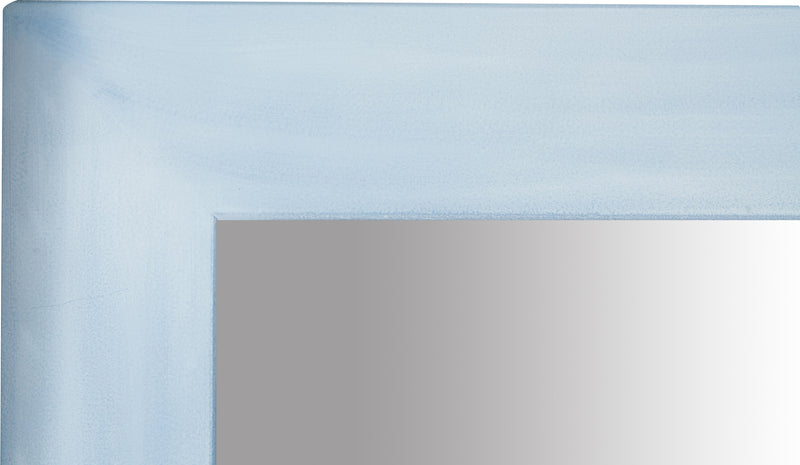 Biscottini Specchiera quadrata a muro in legno massello di tiglio finitura azzurra L100xPR3xH100 cm Made in Italy