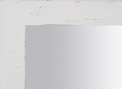 Biscottini Specchiera quadrata a muro in legno massello di tiglio finitura bianca anticata L100xPR3xH100 cm Made in Italy