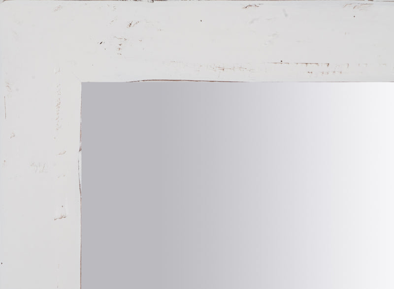 Biscottini Specchiera quadrata a muro in legno massello di tiglio finitura bianca anticata L100xPR3xH100 cm Made in Italy