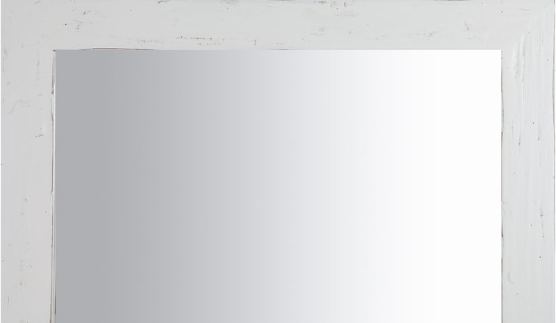 Biscottini Specchiera quadrata a muro in legno massello di tiglio finitura bianca anticata L100xPR3xH100 cm Made in Italy