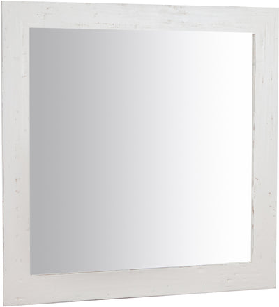 Biscottini Specchiera quadrata a muro in legno massello di tiglio finitura bianca anticata L100xPR3xH100 cm Made in Italy