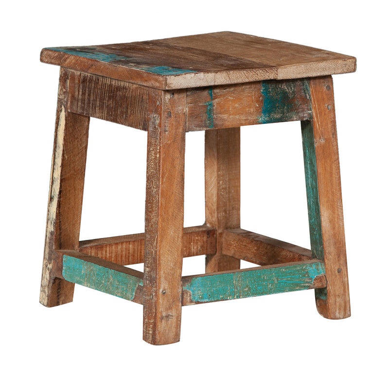 Biscottini PANCHETTO QUADRATO IN LEGNO VECCHIO RICICLATO DI TEAK dimensioni lunghezza