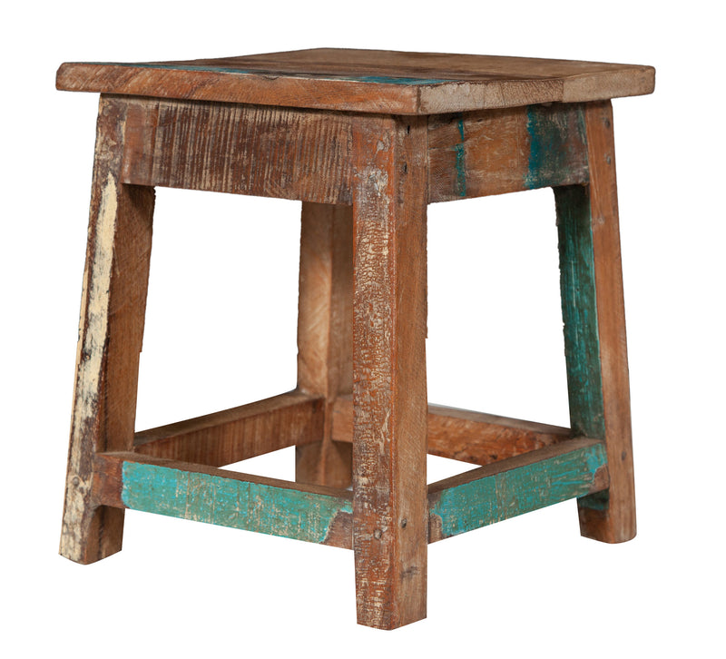 Biscottini PANCHETTO QUADRATO IN LEGNO VECCHIO RICICLATO DI TEAK dimensioni lunghezza