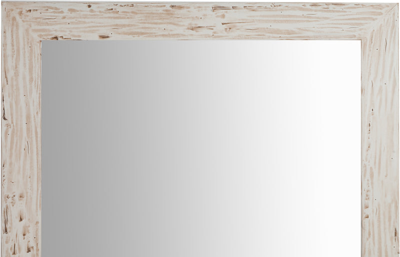 Biscottini Specchiera quadrata a muro in legno massello di tiglio finitura crema anticata L100xPR3xH100 cm Made in Italy