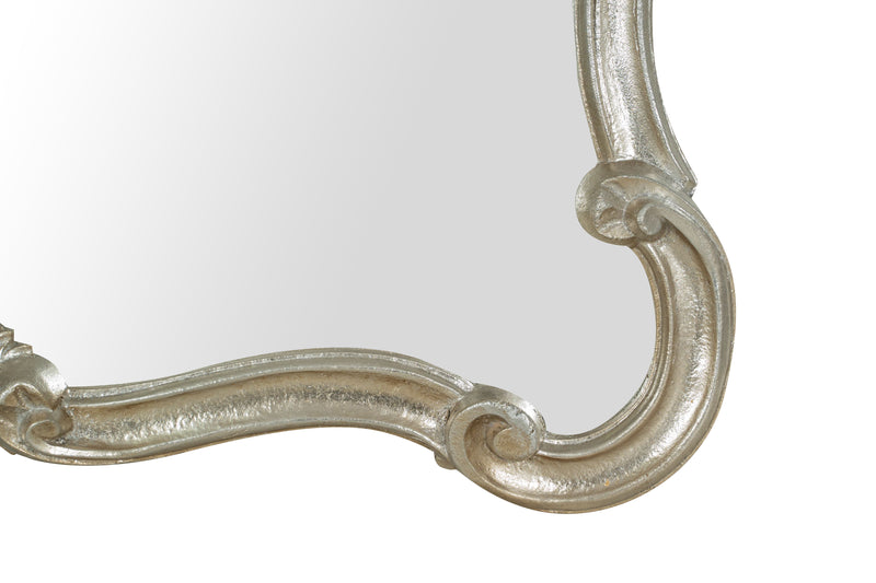 Biscottini Specchiera da parete in legno finitura foglia argento anticato Made in Italy