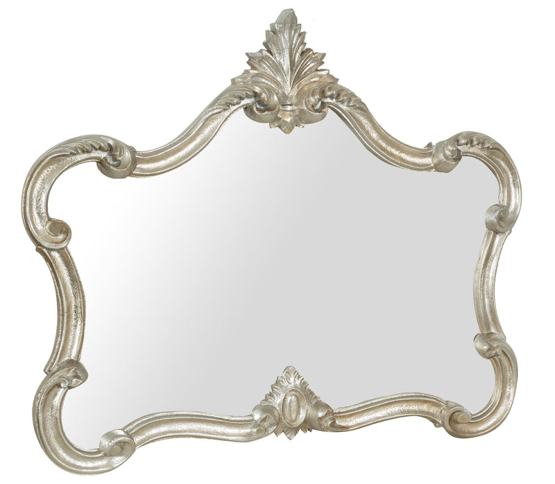 Biscottini Specchiera da parete in legno finitura foglia argento anticato Made in Italy