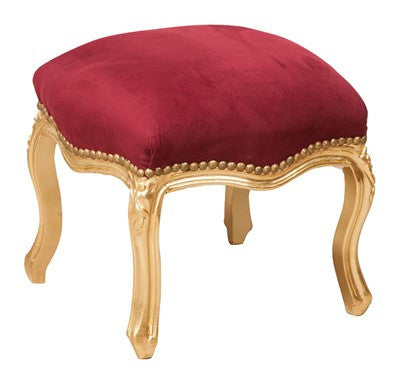 Biscottini Panchetto poggiapiedi stile francese Luigi XVI in legno massello di faggio XVI,