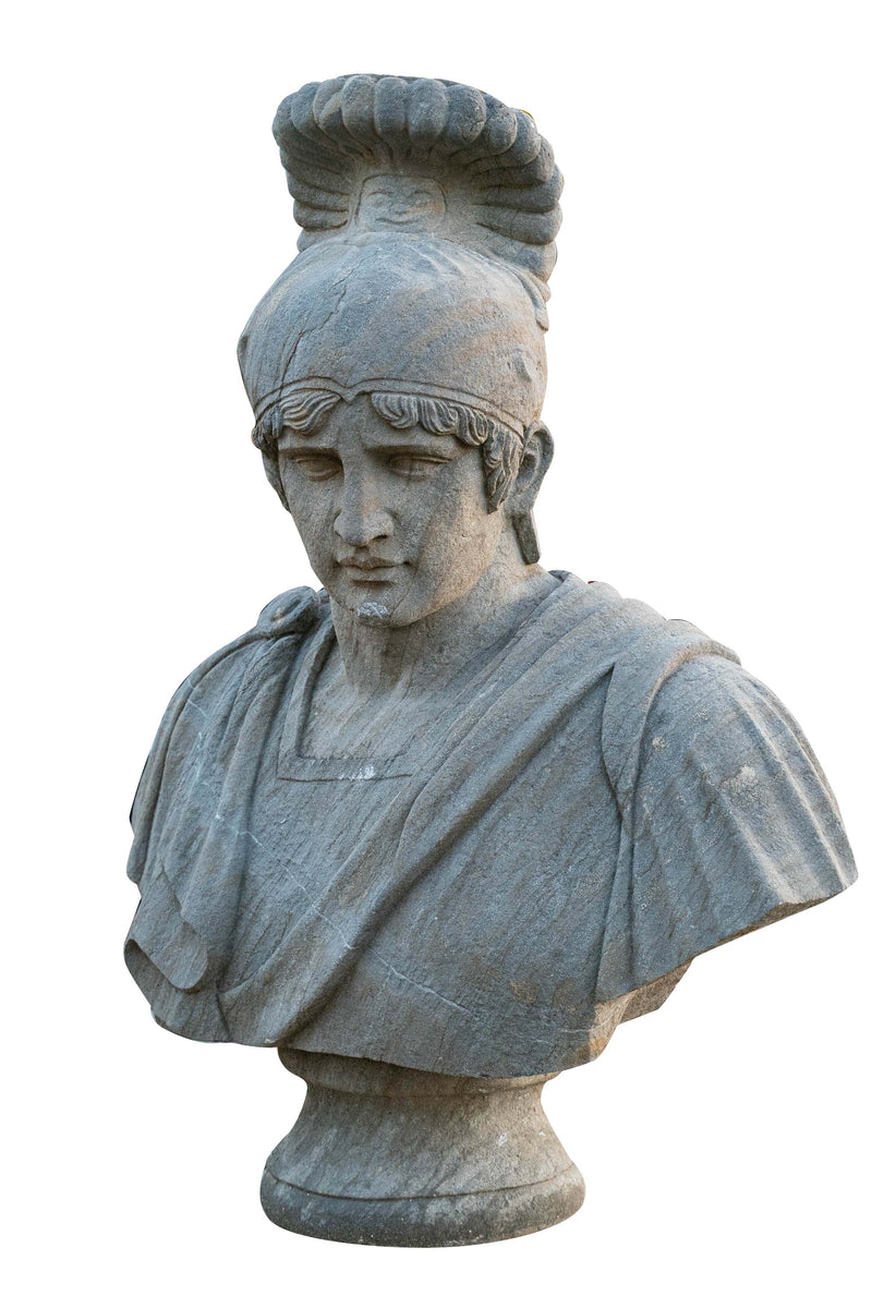 Biscottini Busto raffigurante un soldato in pietra romano larghezza profondità Offerta