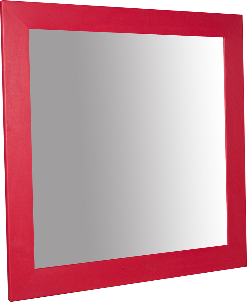 Biscottini Specchiera quadrata a muro in legno massello di tiglio finitura rossa L100xPR3xH100 cm Made in Italy