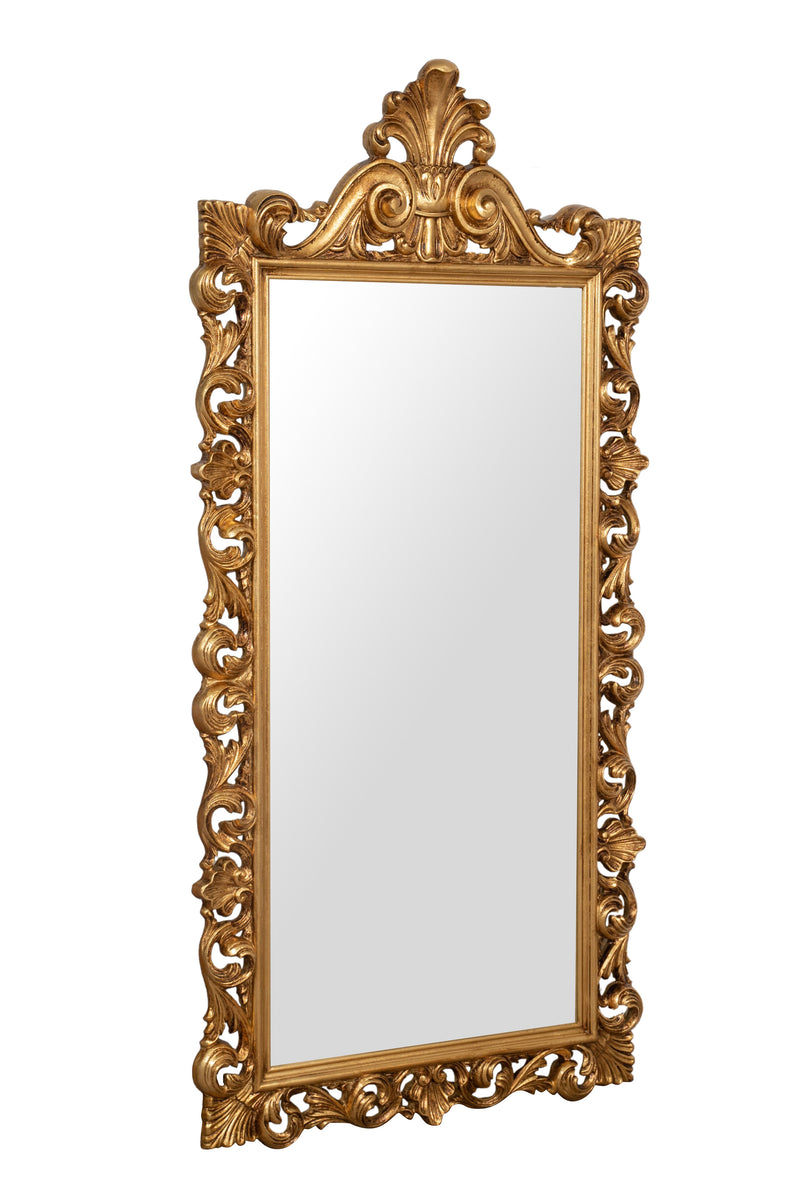 Biscottini SPECCHIERA DA PARETE IN LEGNO FINITURA FOGLIA ORO ANTICATO MADE IN ITALY