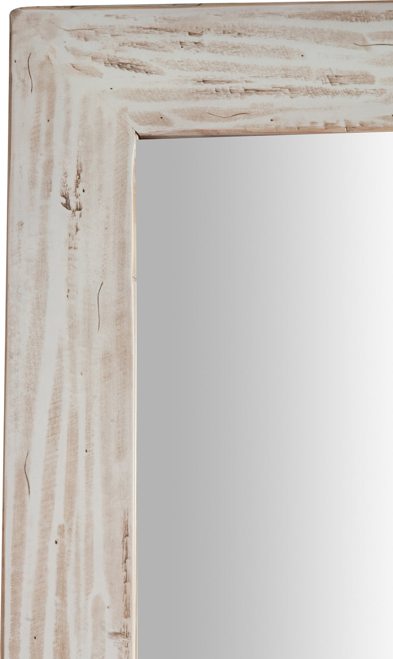 Biscottini Specchiera a muro rettangolare in legno massello di tiglio finitura crema anticata L100xPR3xH200 cm Made in Italy