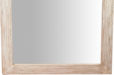 Biscottini Specchiera a muro rettangolare in legno massello di tiglio finitura crema anticata L100xPR3xH200 cm Made in Italy