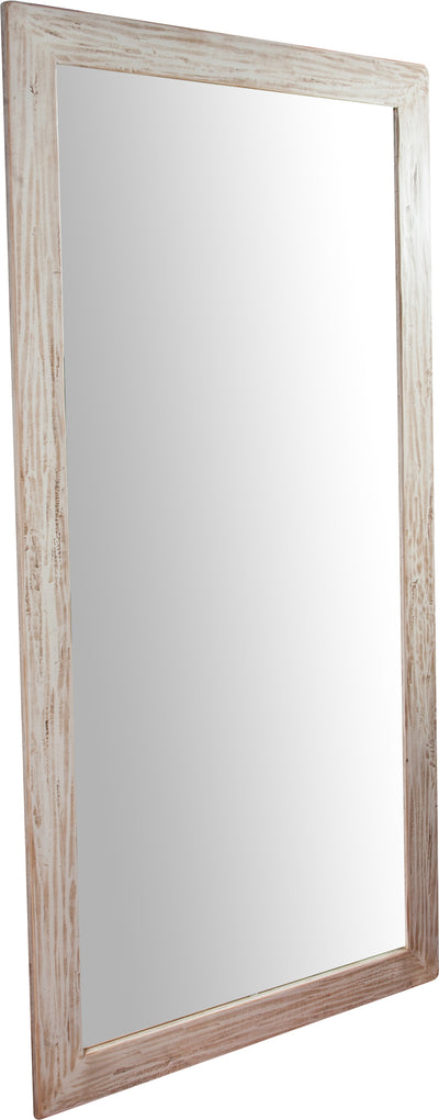 Biscottini Specchiera a muro rettangolare in legno massello di tiglio finitura crema anticata L100xPR3xH200 cm Made in Italy