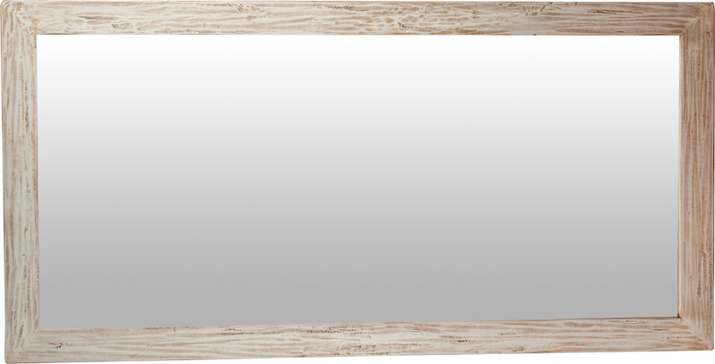 Biscottini Specchiera a muro rettangolare in legno massello di tiglio finitura crema anticata L100xPR3xH200 cm Made in Italy