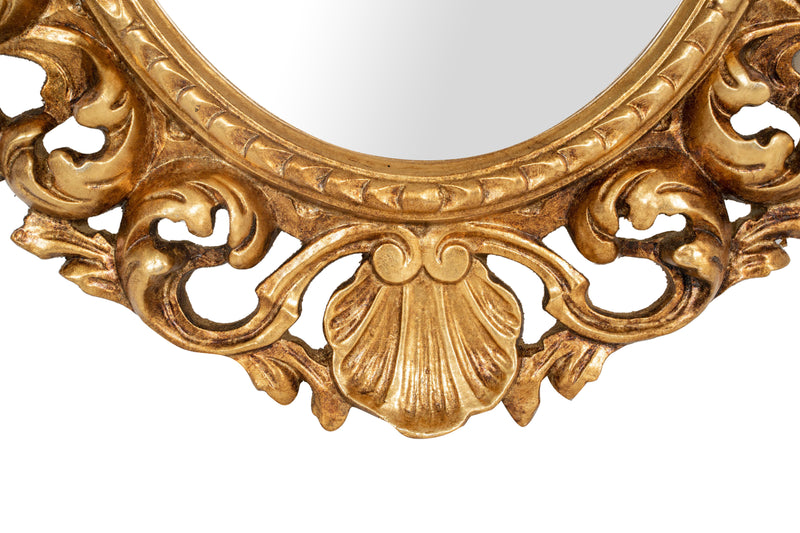 Biscottini SPECCHIERA DA PARETE IN LEGNO FINITURA FOGLIA ORO ANTICATO MADE IN ITALY