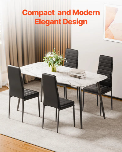 6 x Sedia per sala da pranzo (nero) con imbottitura in similpelle di alta qualitá per sala da pranzo / salotto / cucina -set