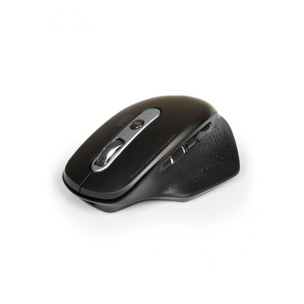 Port Bluetooth and 2.4 Ghz Rechargeable Combo Wireless Mouse. Includes 5 buttons; 2 scroll wheels supporting vertical and horizontal scrolling. Integrated rechargeable battery and includes both USB-A