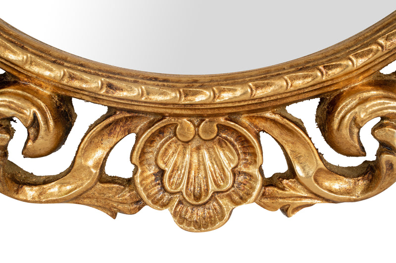 Biscottini SPECCHIERA DA PARETE IN LEGNO FINITURA FOGLIA ORO ANTICATO MADE IN ITALY