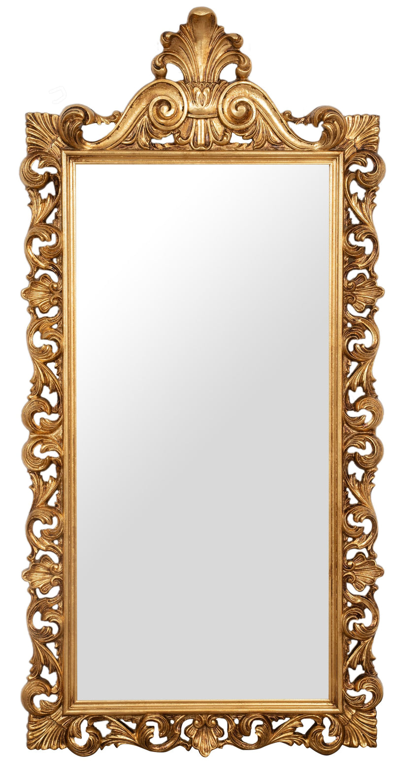 Biscottini SPECCHIERA DA PARETE IN LEGNO FINITURA FOGLIA ORO ANTICATO MADE IN ITALY