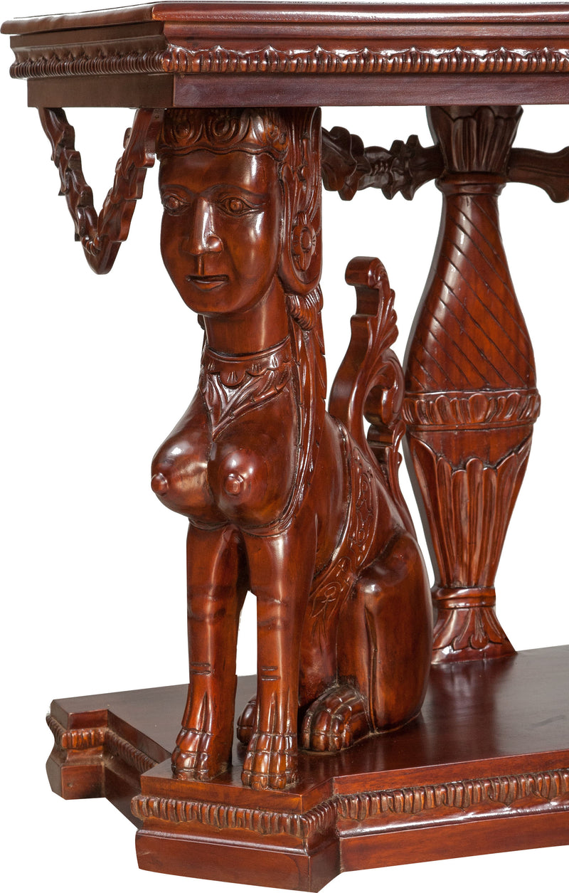 Biscottini Consolle in legno massiccio finitura noce 114x49x81 cm stile coloniale