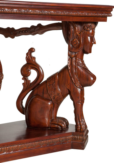 Biscottini Consolle in legno massiccio finitura noce 114x49x81 cm stile coloniale