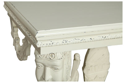 Biscottini Consolle in legno massiccio finitura bianca anticata L114xPR49xH81 cm stile