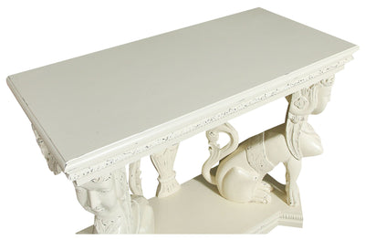 Biscottini Consolle in legno massiccio finitura bianca anticata L114xPR49xH81 cm stile